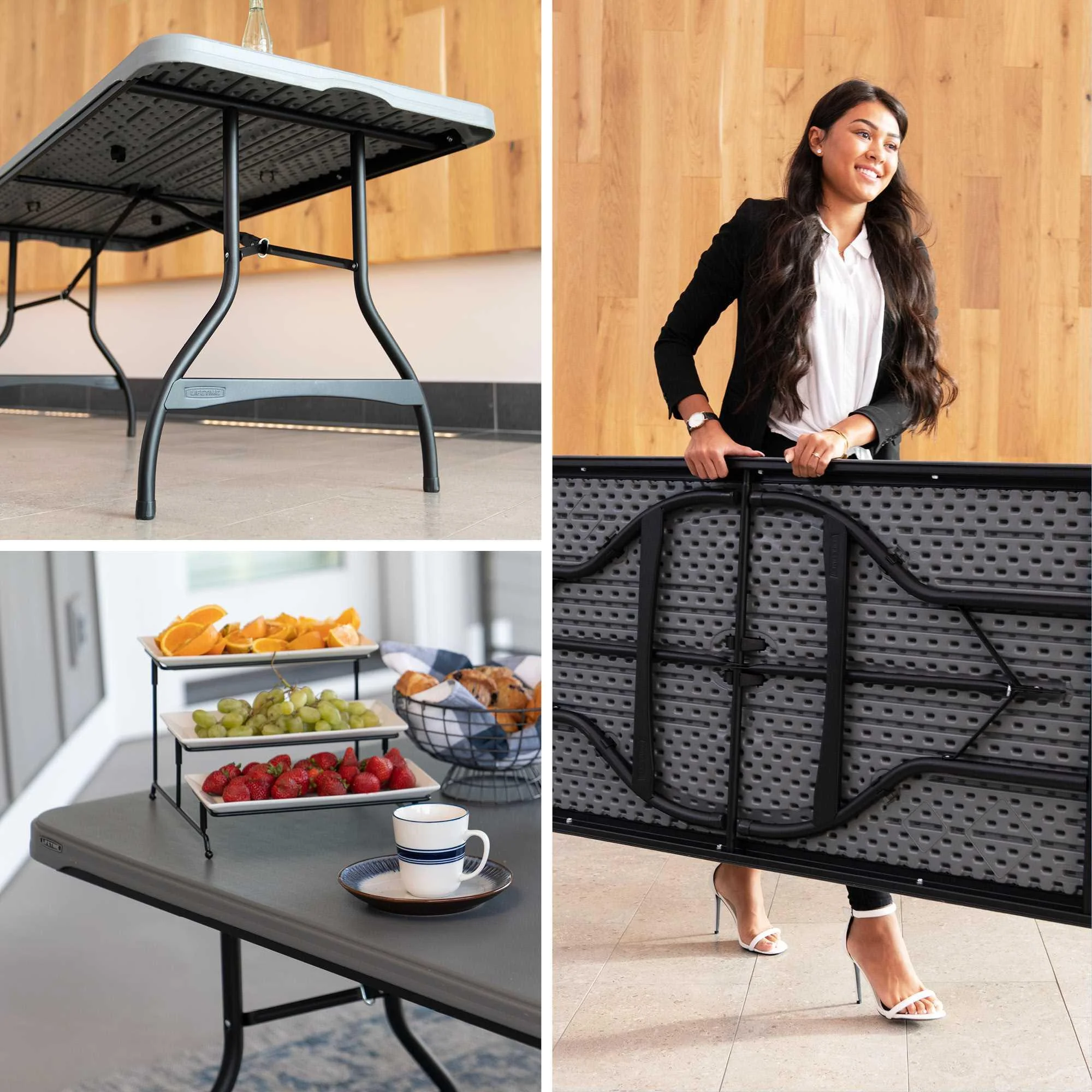 Lifetime 6 Foot Rectangle Folding Table, Indoor/Outdoor Commercial Grade, Black (280350)