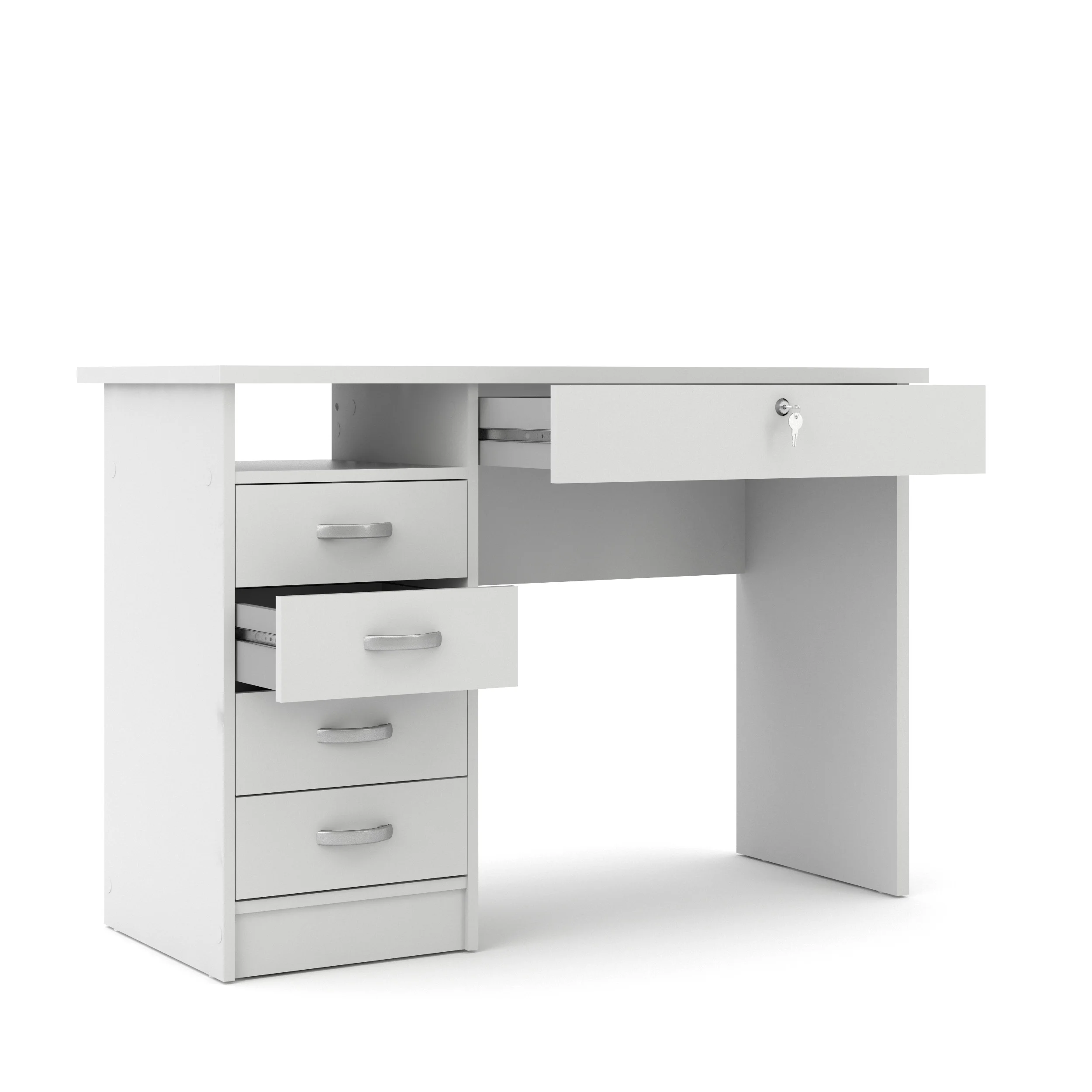 Tvilum Walden 5 Drawer Office Desk with 1 Locking Drawer for Adults, White