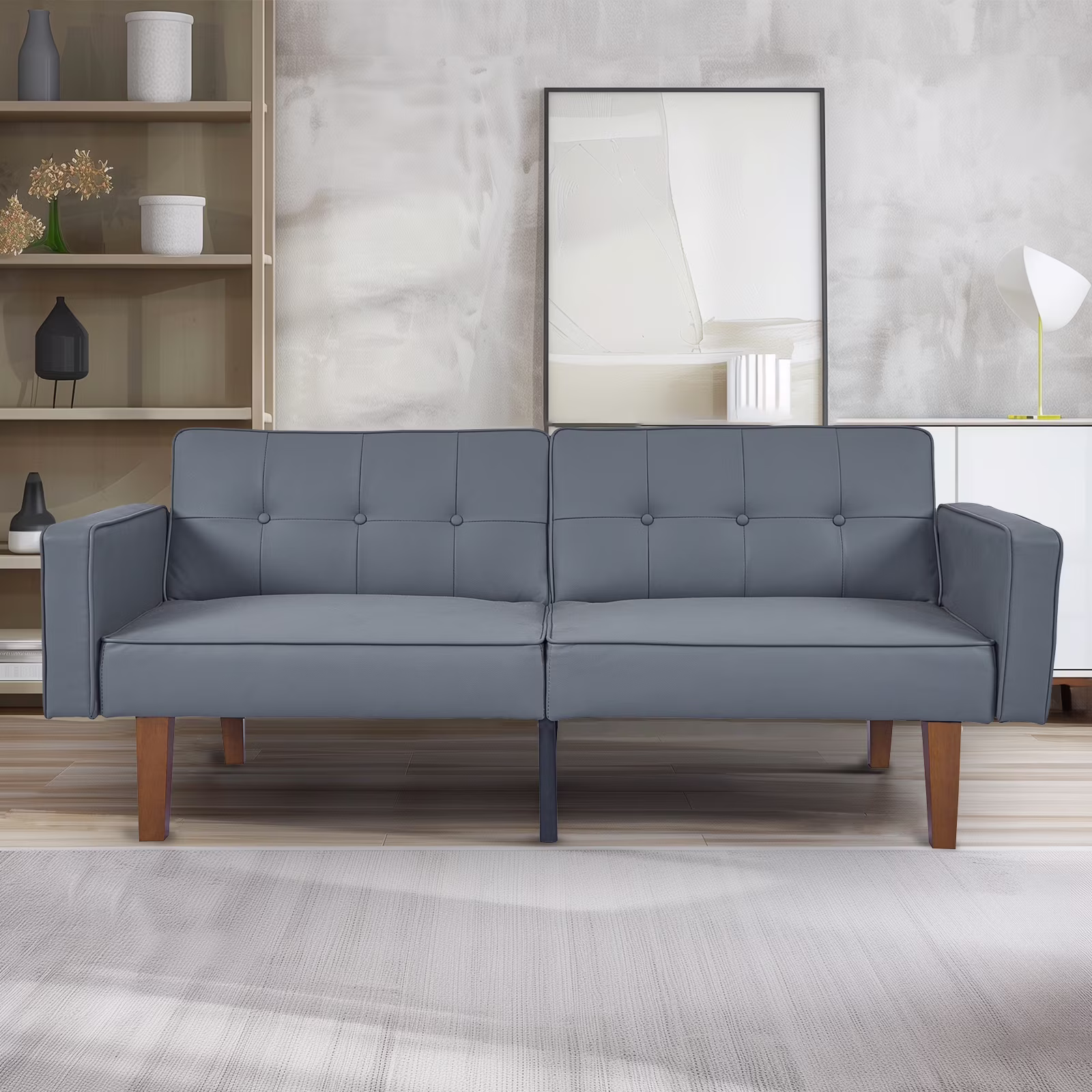 Sofa Bed, Convertible Memory Foam Futon Couch, Adjustable Sleeper Sofa Bed for Living Room, Gray