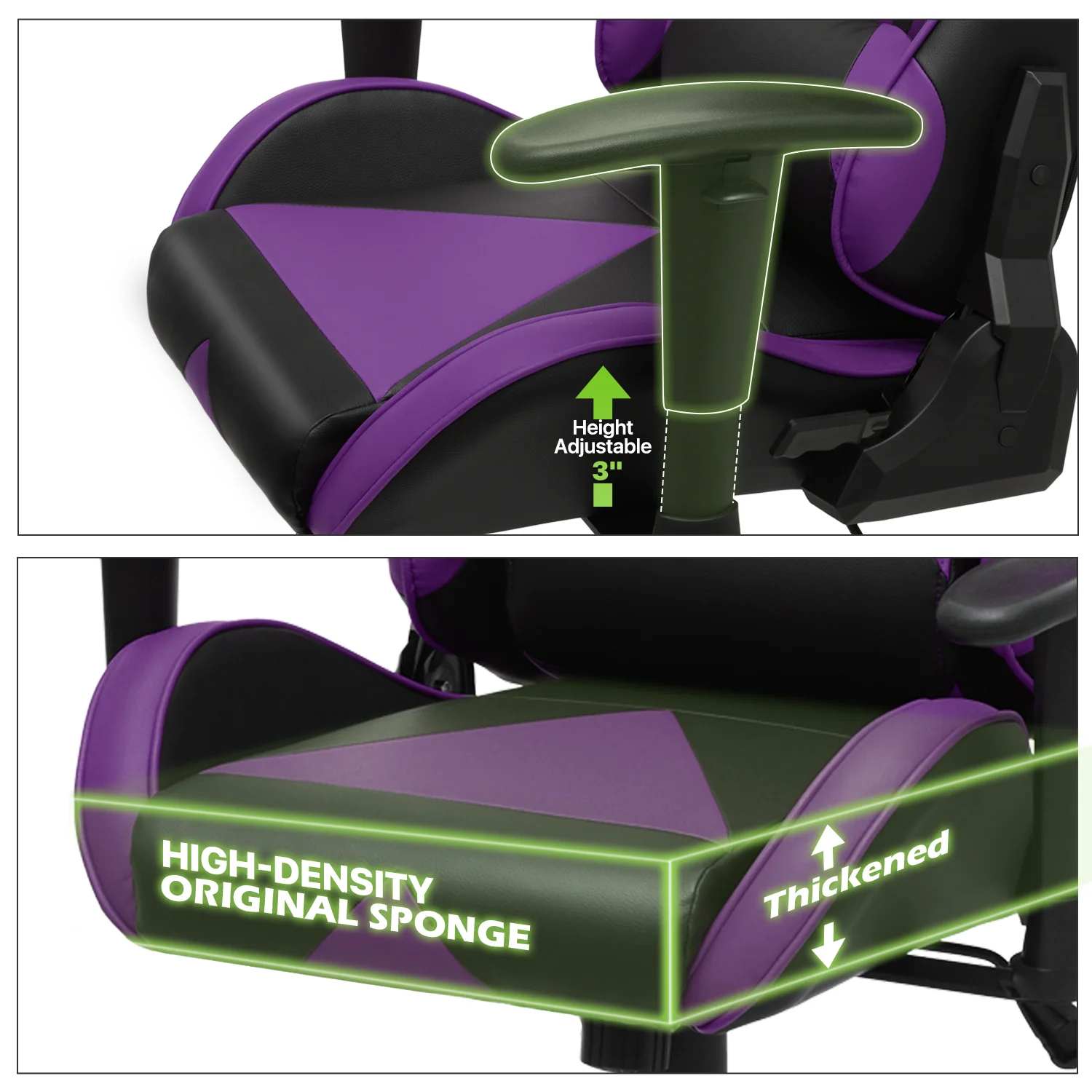 Magshion Ergonomic Gaming Chair, Comfortable Gaming Chair, Computer Chair Leather Desk Chair Adjustable Swivel Gaming Office Chair, Blue