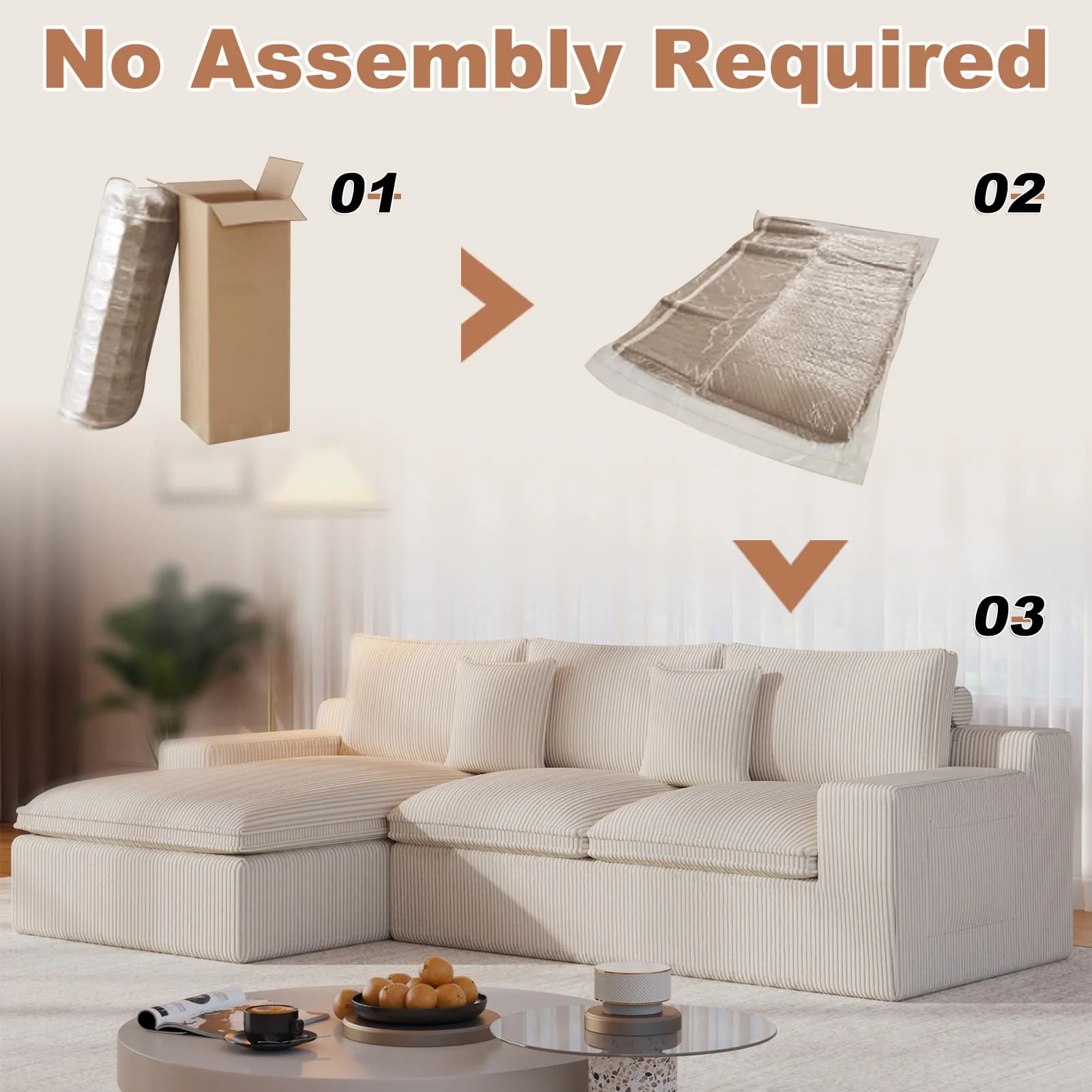 108�� Modular Sectional Sofa, Cloud Sectional Couch with Deep Seat, Modern Modular L-Shape Sofa Couch with Chaise,Upholstered Couches for Living Room Bedroom