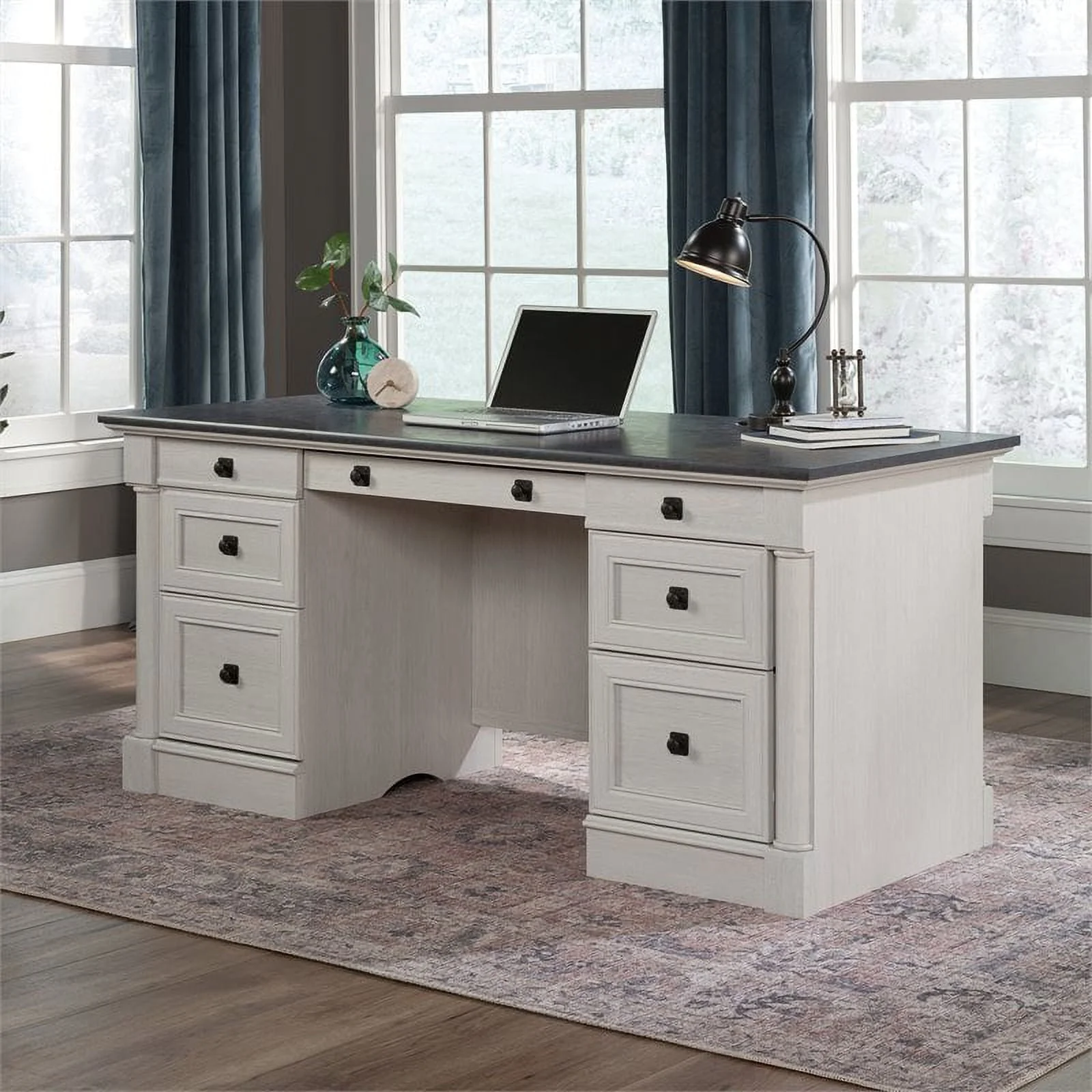 Sauder Palladia Executive Home Office Desk, Glacier Oak Finish