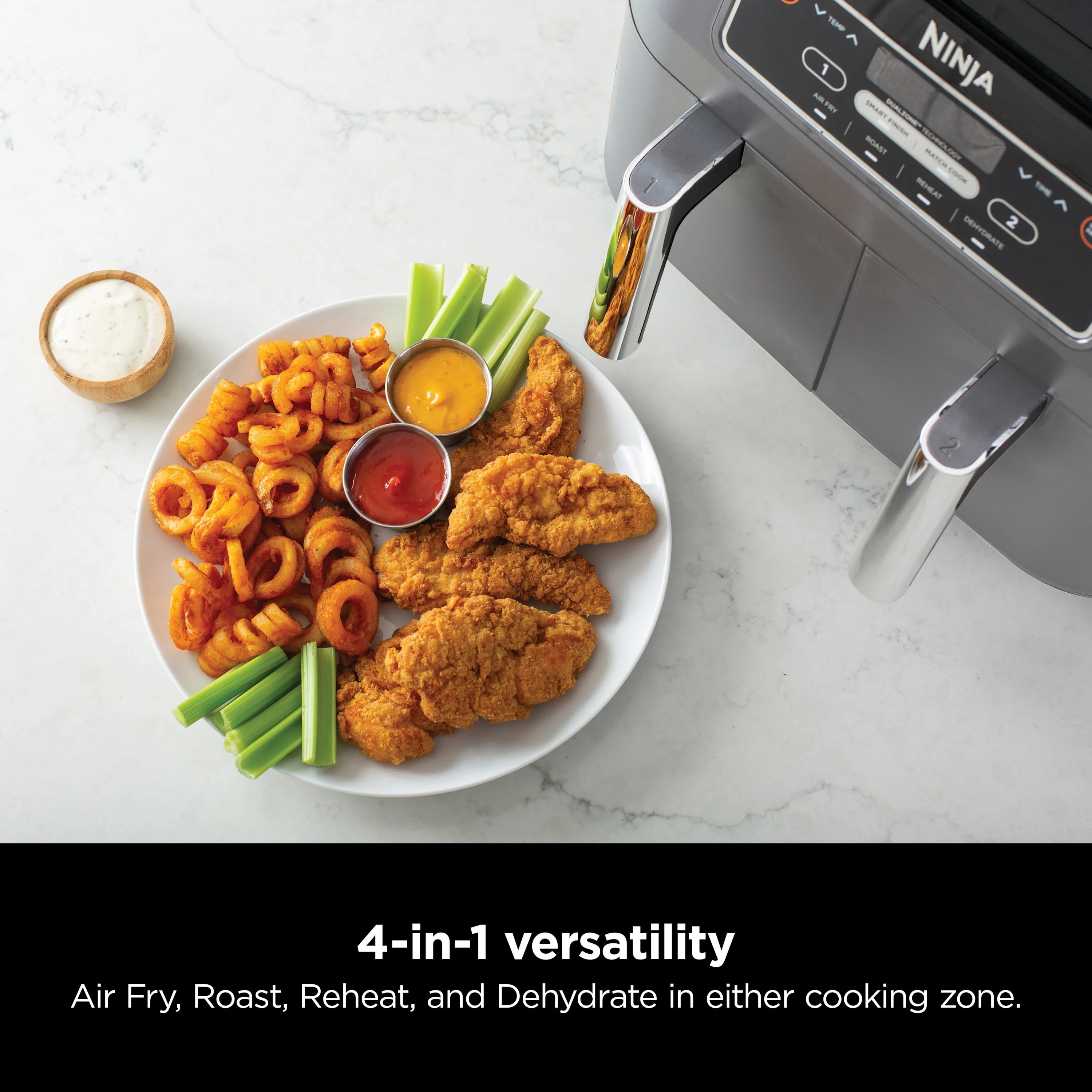 Ninja Foodi 4 in1 8-Quart. 2 Basket Air Fryer with DualZone Technology Air Fry, Roast, and More, DZ100WM