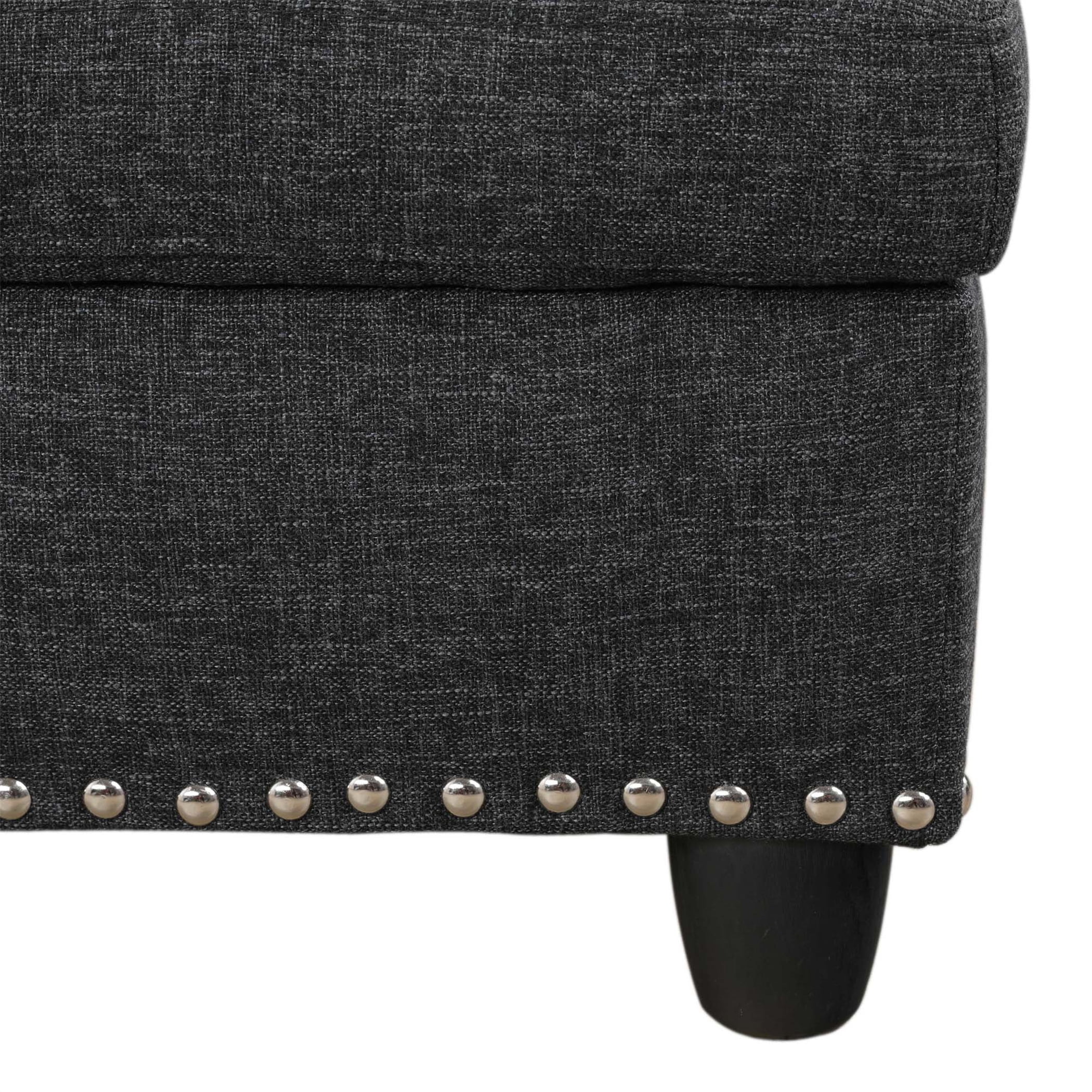 Aukfa 3 Piece Sectional Sofa, Living Room Couch with Storage Ottoman&Cup Holder, Linen, Left Hand, Black Gray