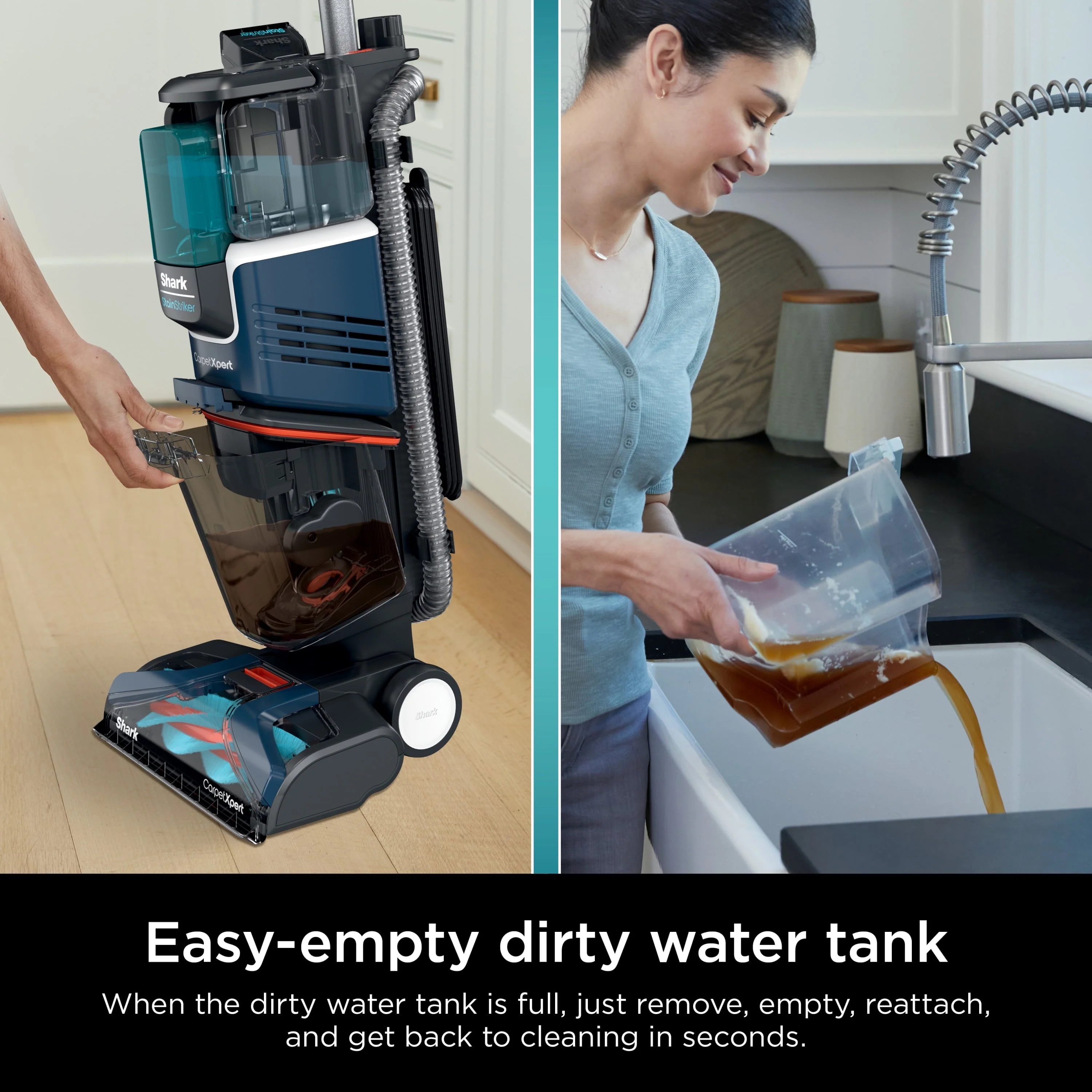 Shark CarpetXpert with StainStriker, Upright Carpet, Area Rug & Upholstery Cleaner for Pets, Built-in Spot & Stain Eliminator, Deep Cleaning & Tough Stain Removal, Carpet Shampooer, Navy, New,EX200