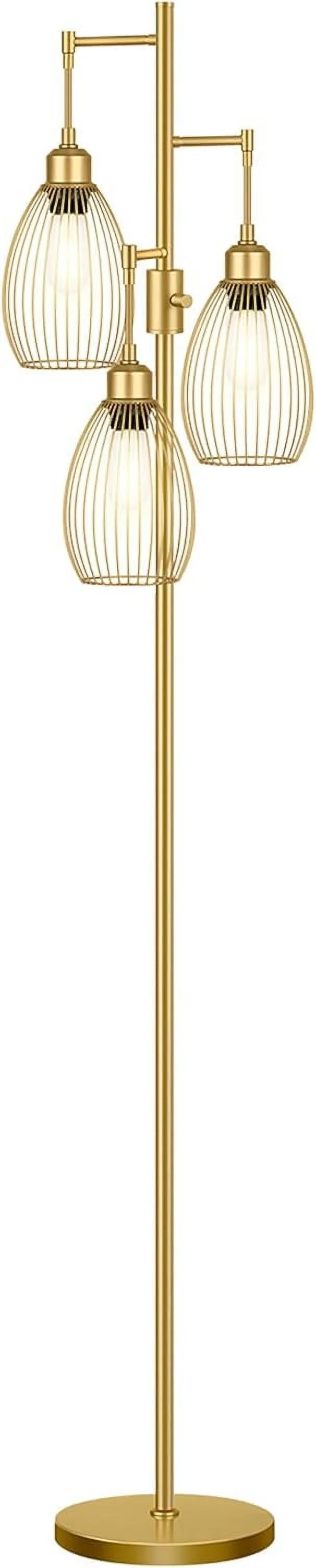 Dimmable Floor Lamp, 3 x 800LM LED Edison Bulbs Included, Farmhouse Industrial Floor Lamp Standing Tree Lamp with Elegant Teardrop Cage Tall Lamps for Living Room Bedroom Office Dining Room