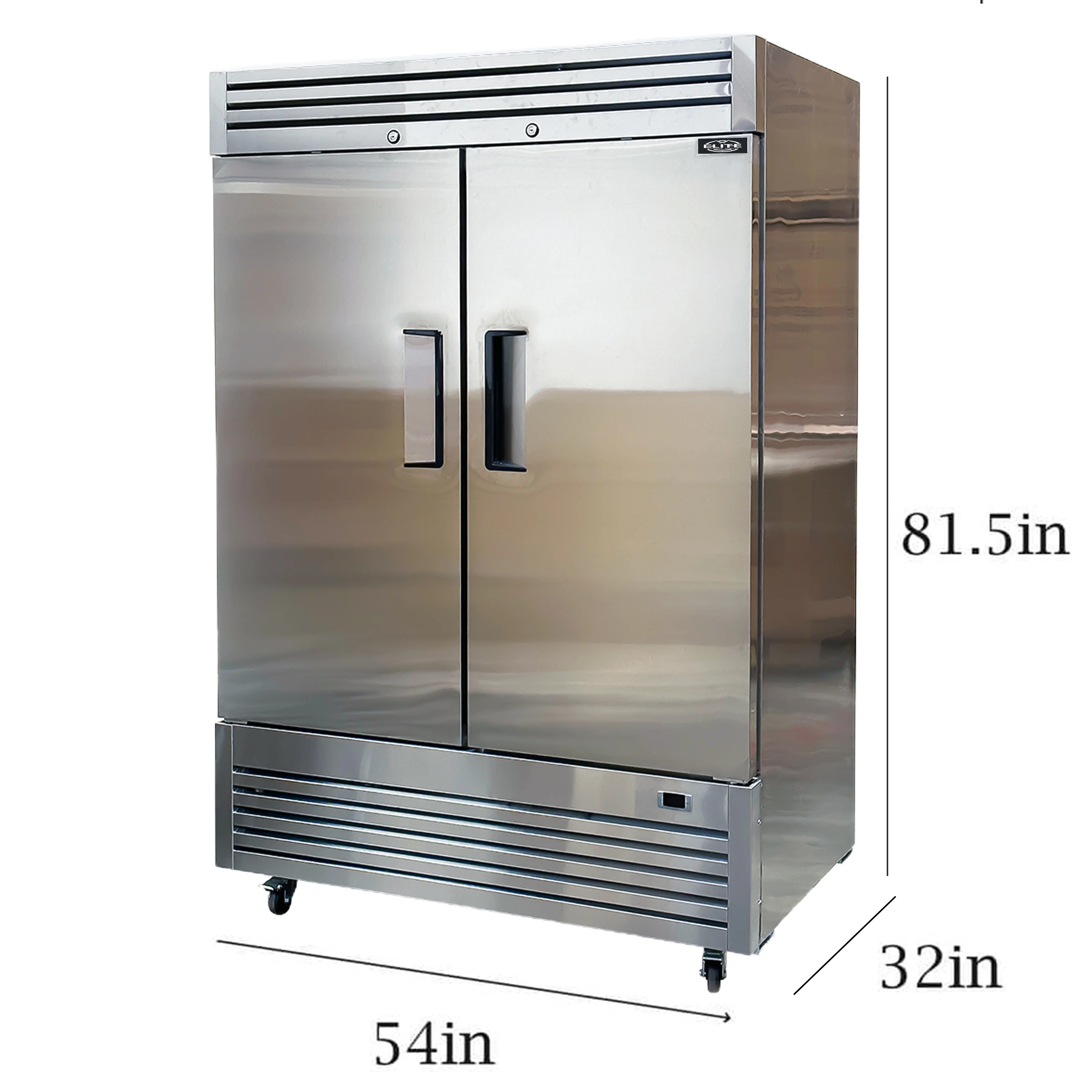 54 in. with 42 Cu.ft. Auto Defrost Freezer, Commercial 2 Door Reach in Upright Freezer in Stainless Steel, NSF