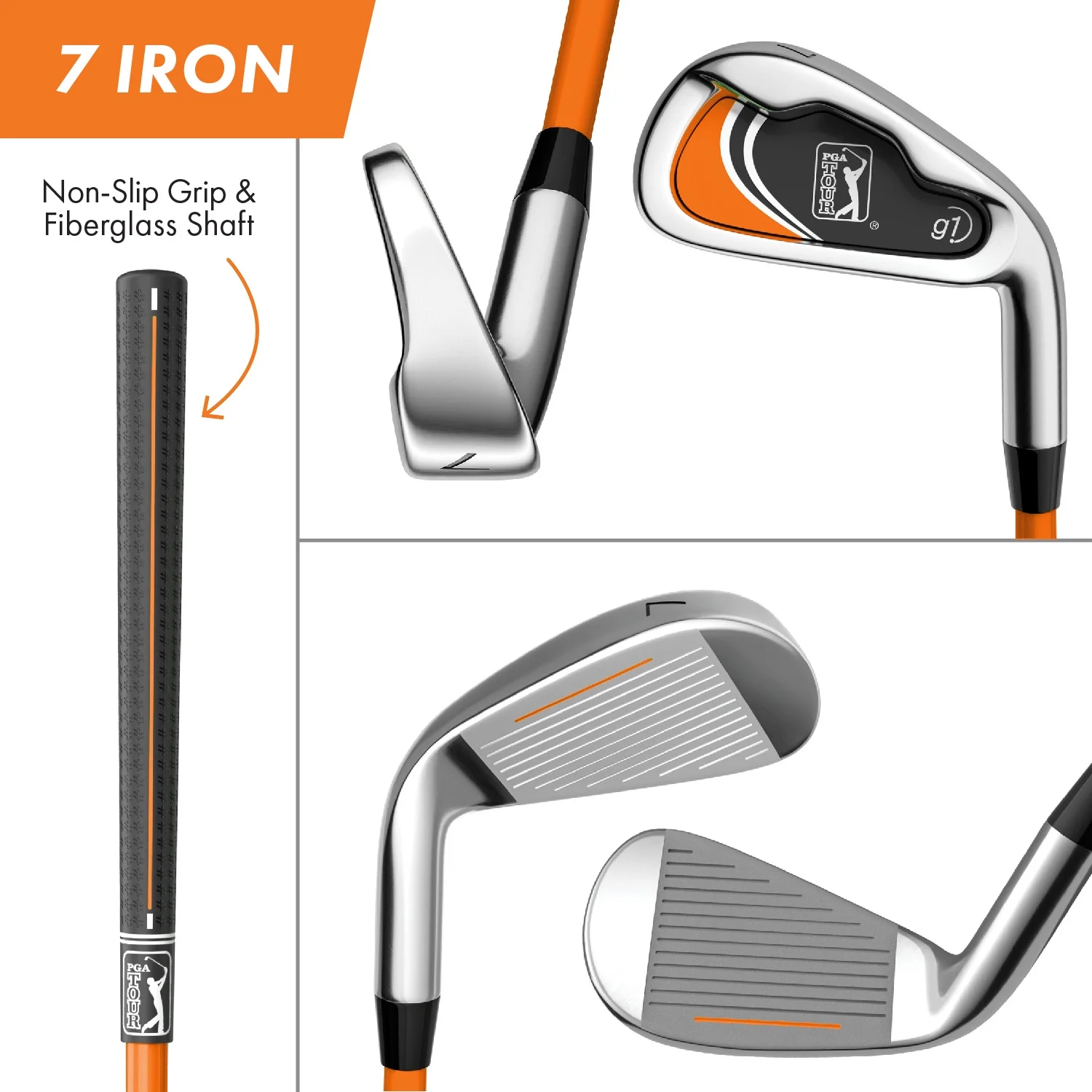 PGA Tour Right-Handed 10 Piece Kids Golf Club Stand Bag Set; Player Height 4'8 - 5'2