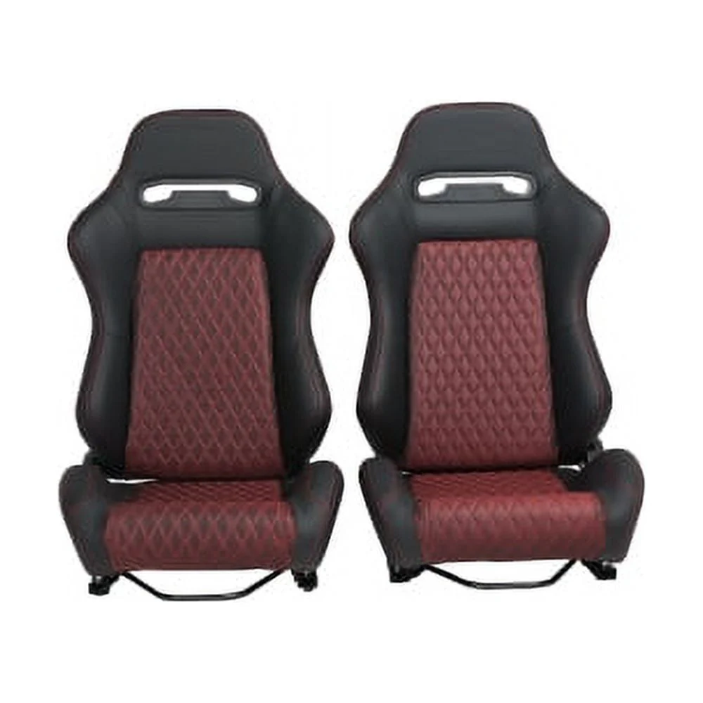 Racing Seat High Quality Pvc With Suade Material Double Slider, 2Pcs, Red