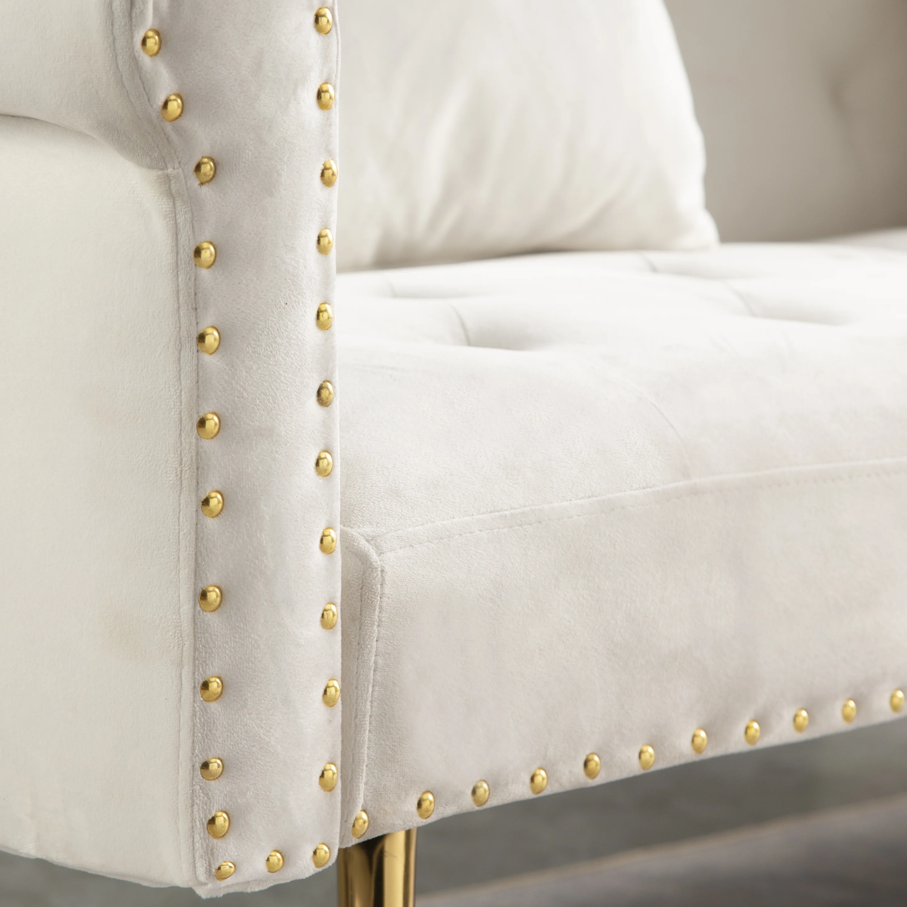 Convertible Futon Sofa Bed,Velvet Upholstered Nailhead Loveseat Sofa with Two Pillows,Modern Sleeper Couch Bed for Living Room,Bedroom,Green