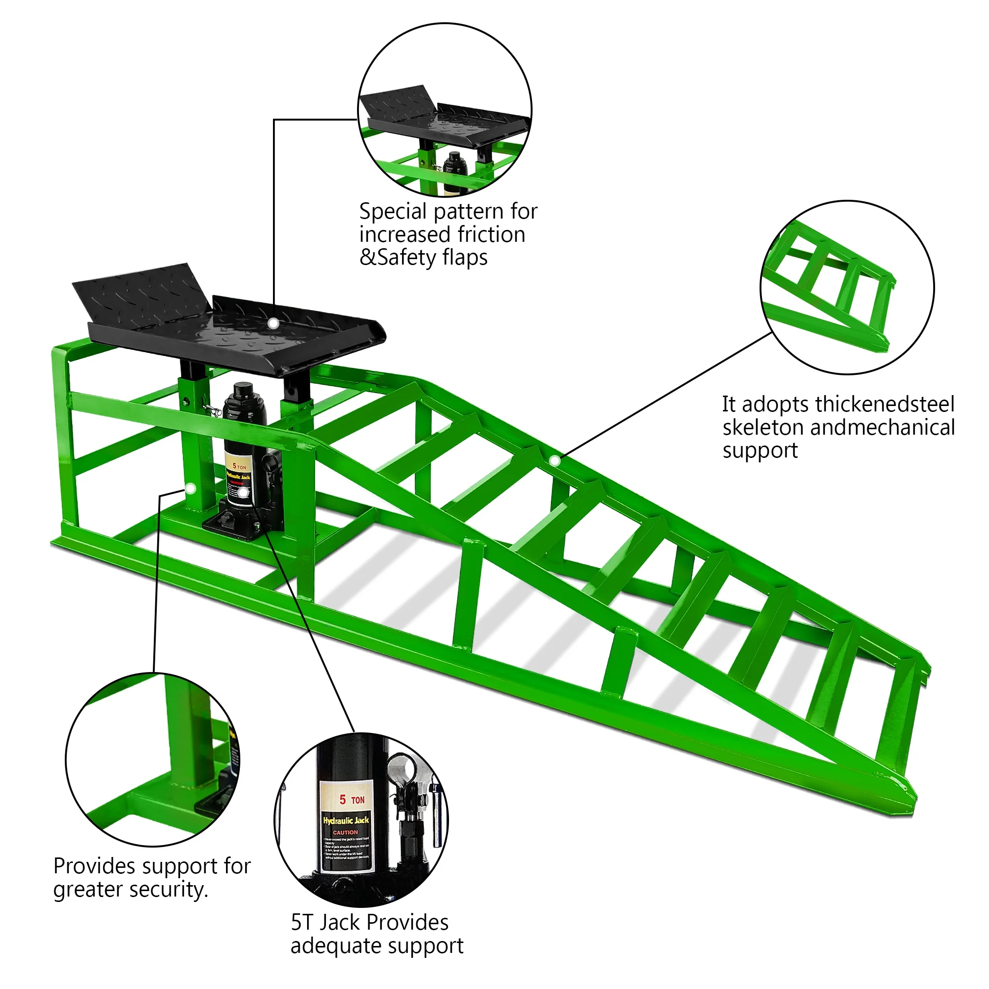 Lafati 2-Pack Hydraulic Car Ramps: Heavy-Duty Vehicle Ramps with 5T / 10000lbs Jack Load Capacity, Portable Design for Effortless Oil Changes and Car Lifts