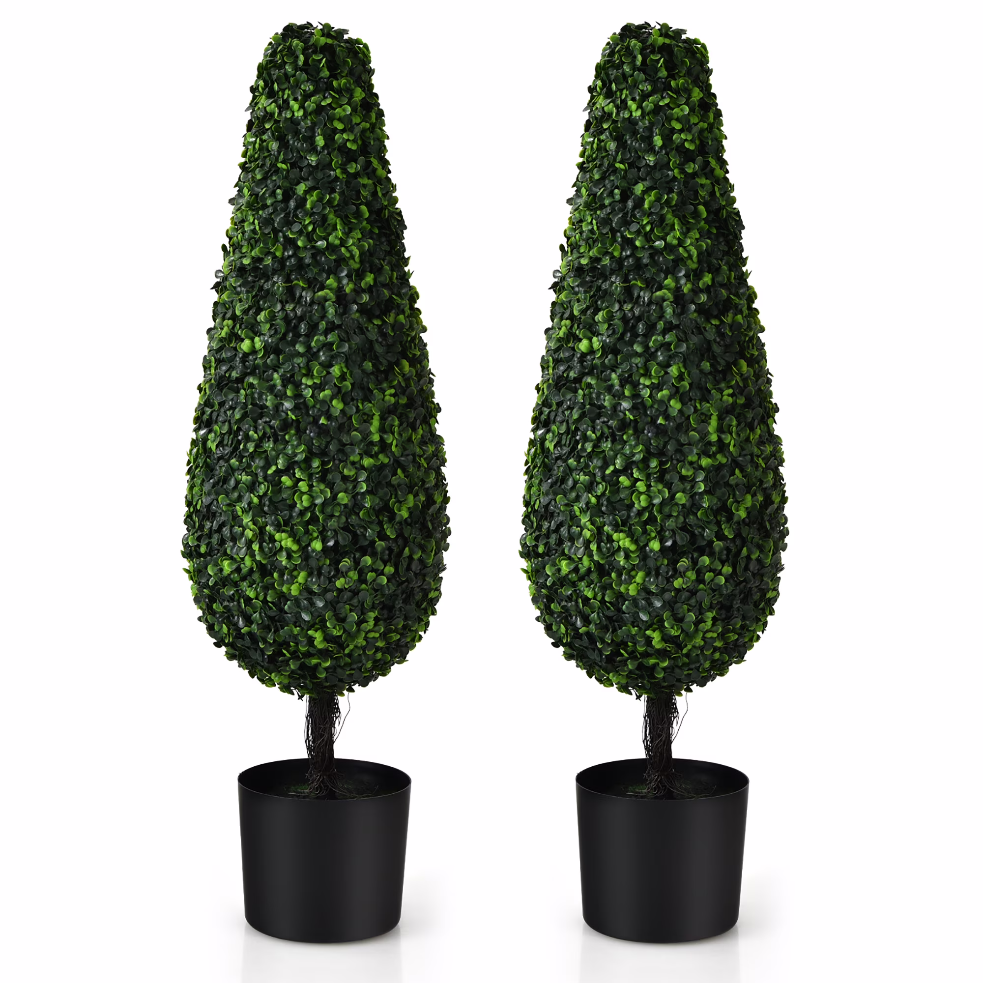 Costway 2 Pack 3FT Artificial Tower Topiary Tree UV Resistant Indoor Outdoor