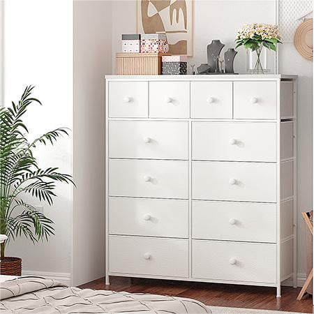 EnHomee Dressers for Bedroom Dresser with 12 Fabric Drawers,Bedroom Furniture Large Dressers&Chests of Drawers with Wood Top Metal Frame, 8+4Drawers Rustic Brown