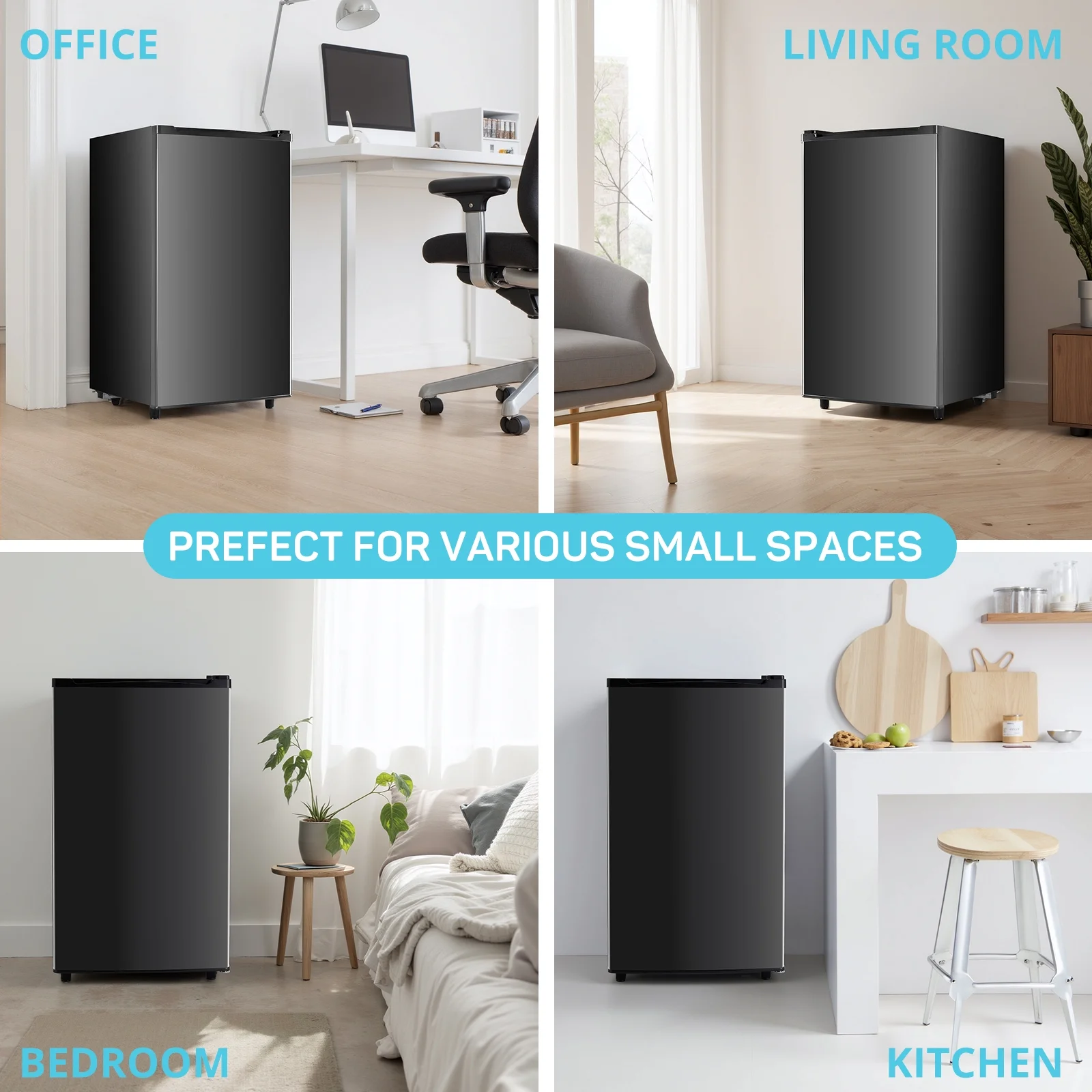 TINKLE WELL 3.2 Cu Ft Mini Fridge with Freezer, Compact Single Door Refrigerator, Energy Efficient, Low Noise, Adjustable Thermostat for Bedroom, Dorm, Office, silver