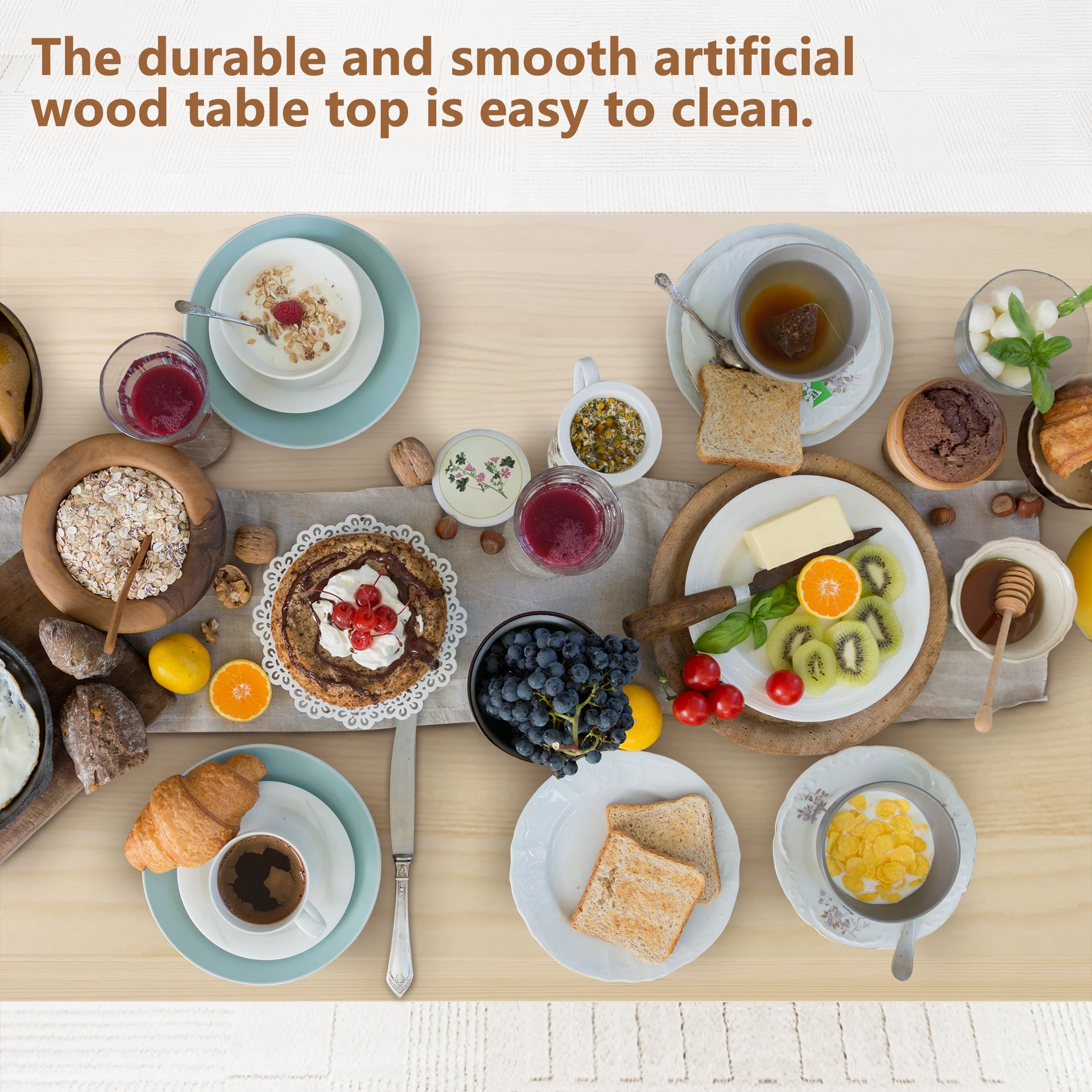 UHOMEPRO Dining Room Table Set, 3-Piece Dining Table Set with 2 Benches, Kitchen Table Set for 4 with Metal Frame, Modern Dining Room Set Furniture Set for Bar Dining Room Breakfast Nook, Black