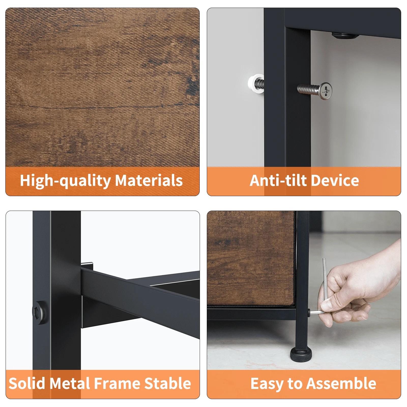 EnHomee Dressers for Bedroom Dresser with 12 Fabric Drawers,Bedroom Furniture Large Dressers&Chests of Drawers with Wood Top Metal Frame, 8+4Drawers Rustic Brown