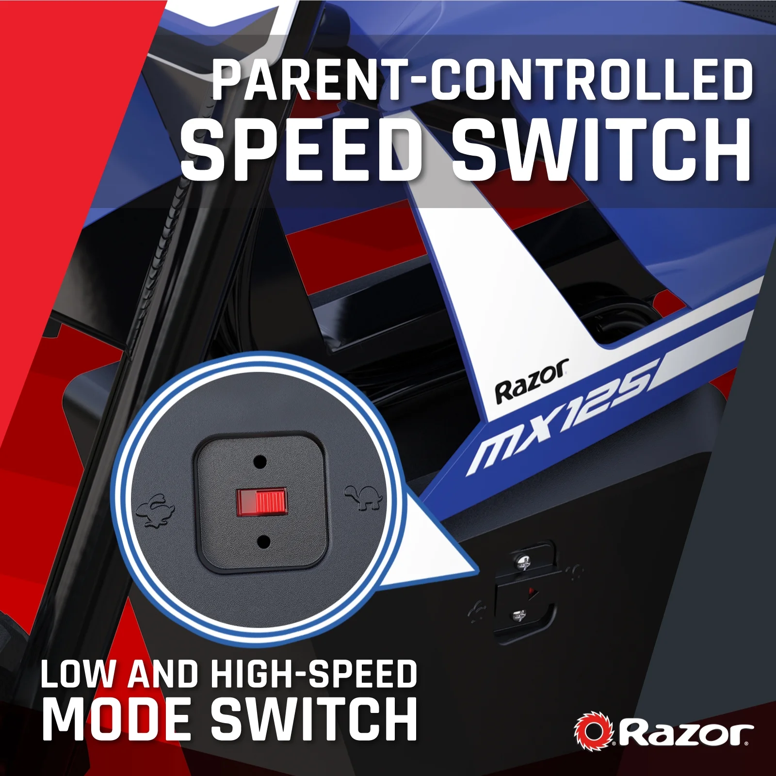 Razor Dirt Rocket MX125 Electric-Powered Dirt Bike - Black with Decal Included, for Child 5+