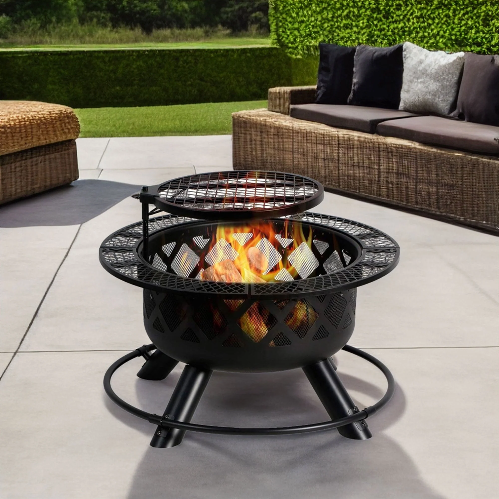 Four Seasons Courtyard Wood Burning Fire Pit Backyard Patio Fireplace