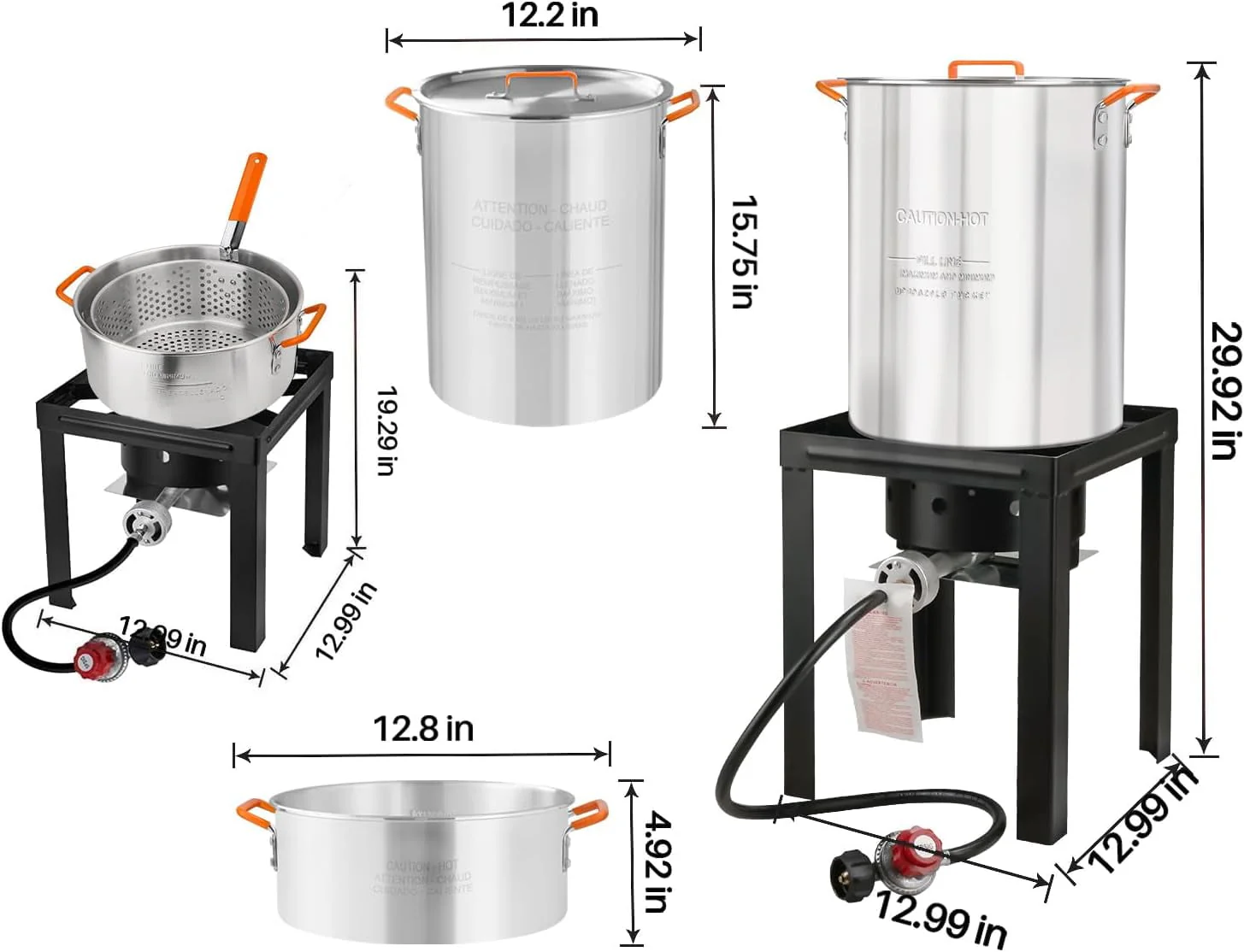 Propane Outdoor Turkey Fryer Set & Crawfish Boil Pot Basket 55,000 BTU Burner 30 & 10 Quart Aluminum Stock Pot & Basket Lid & Ideal for Outdoor Cooking