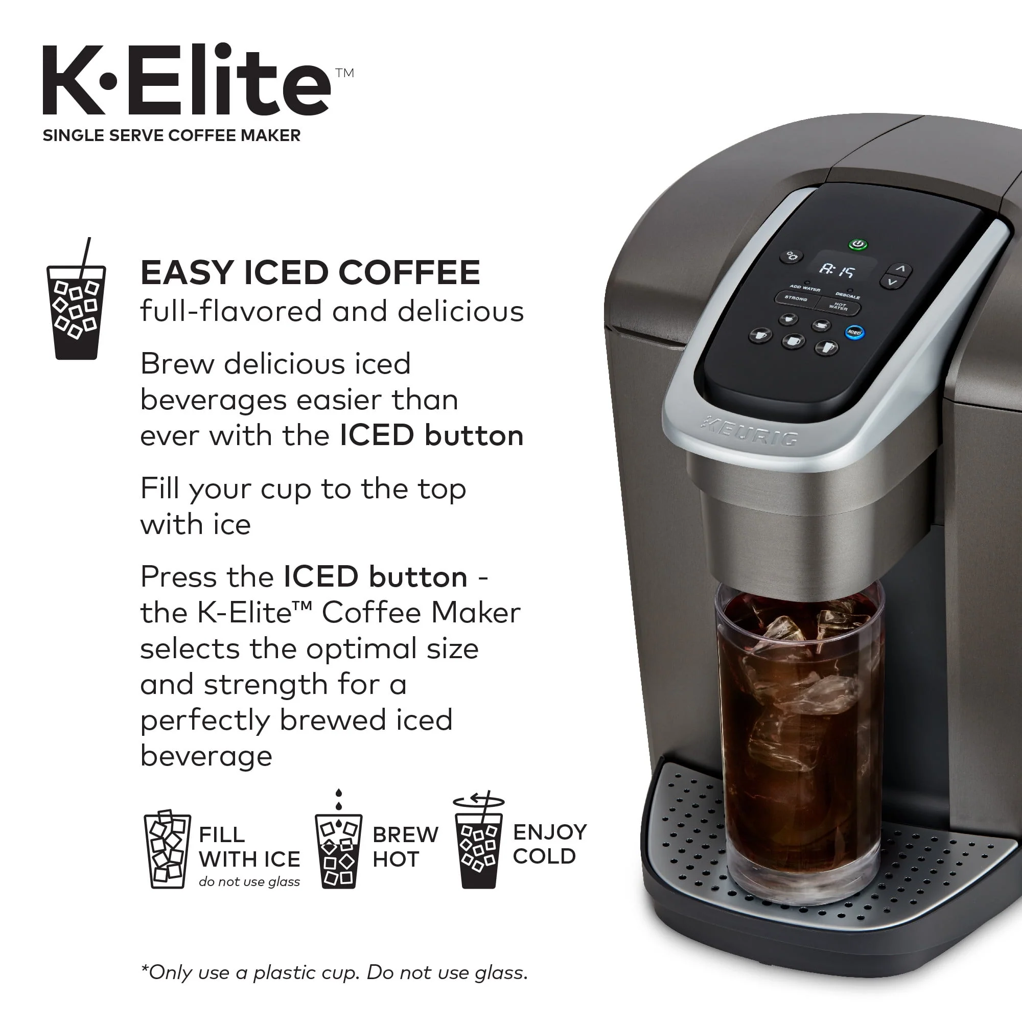 Keurig K-Elite Single-Serve K-Cup Pod Coffee Maker, Brushed Slate