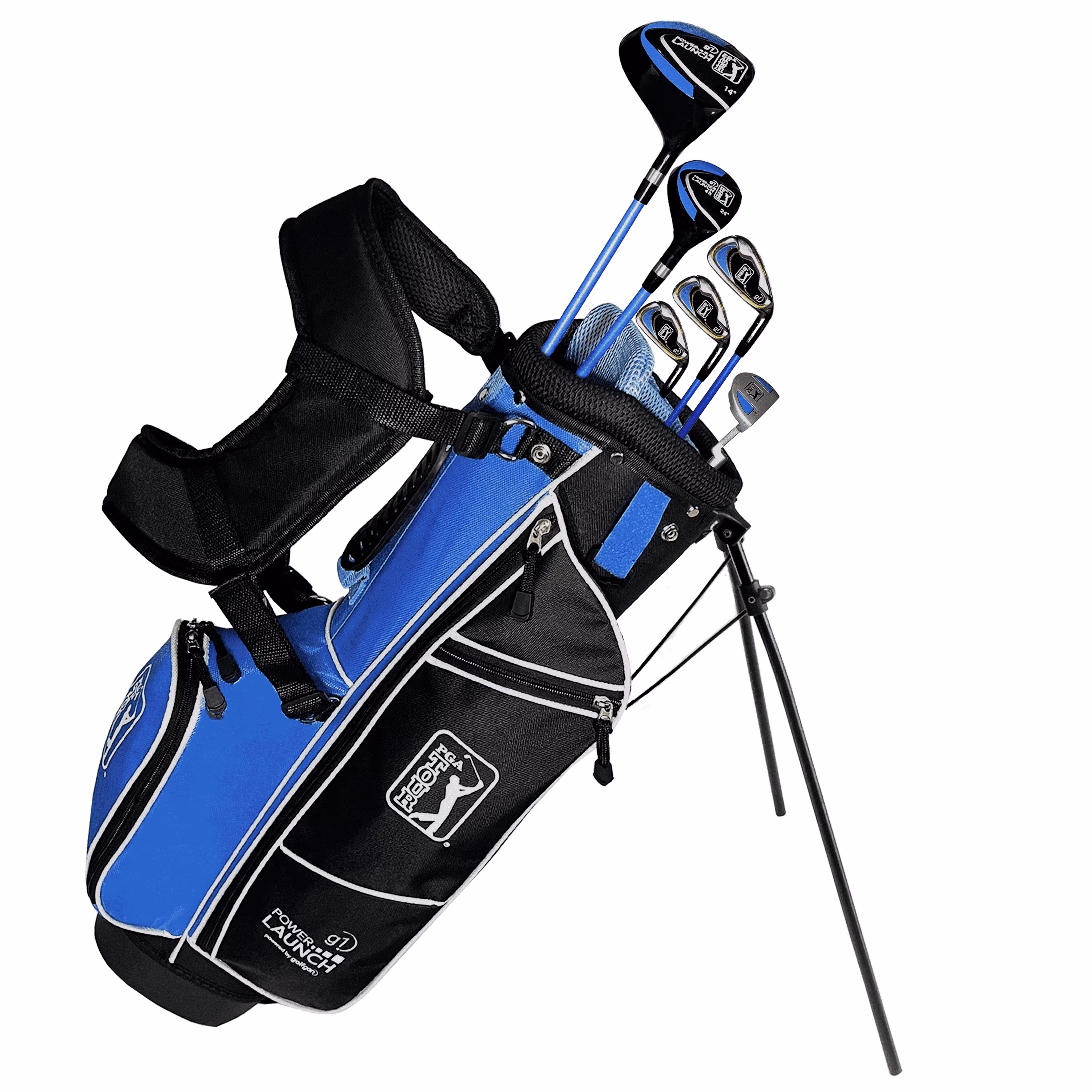 PGA Tour Right-Handed 10 Piece Kids Golf Club Stand Bag Set; Player Height 4'8 - 5'2